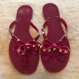 Rockstud PVC flip flops - Magenta